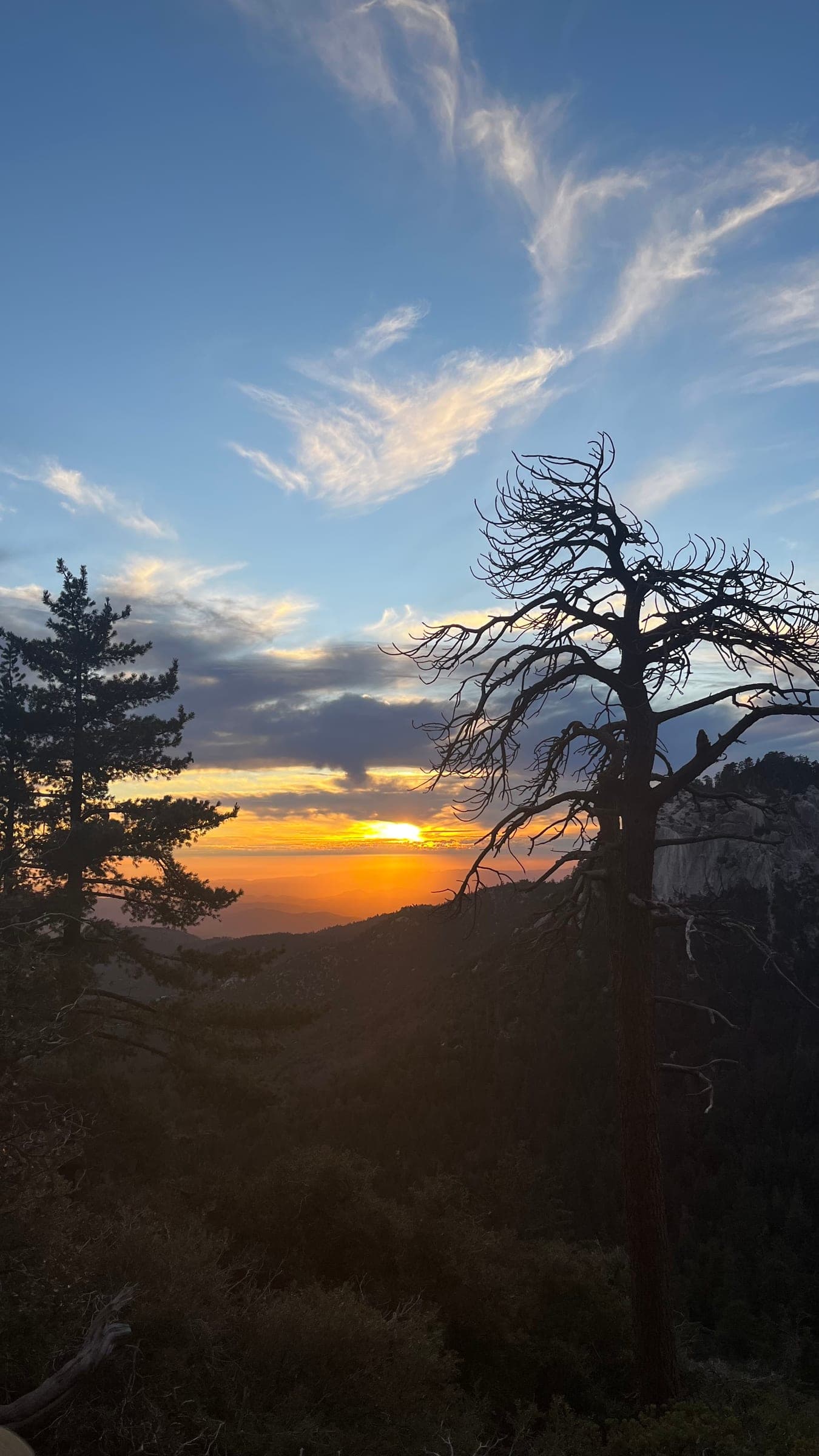 Hiking In Mountains Sunset