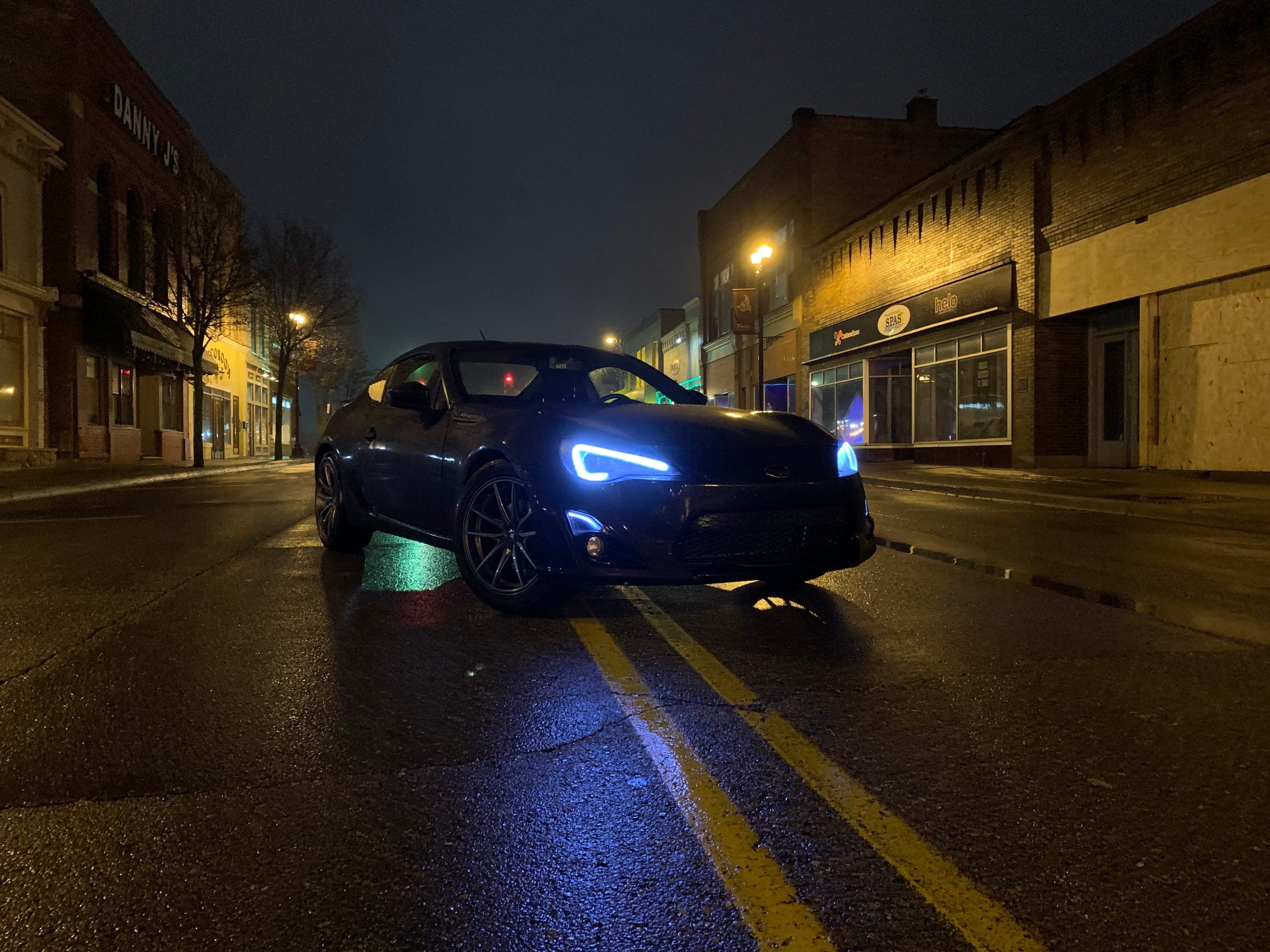 BRZ in road at night